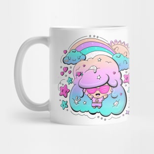 Cute sunshine bubble head girl in kawaii style Mug